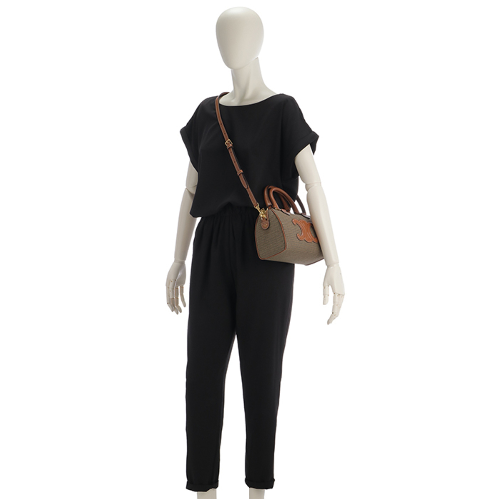 Celine Small Triomphe Boston Bag Houndstooth Brown - Picture 7 of 10